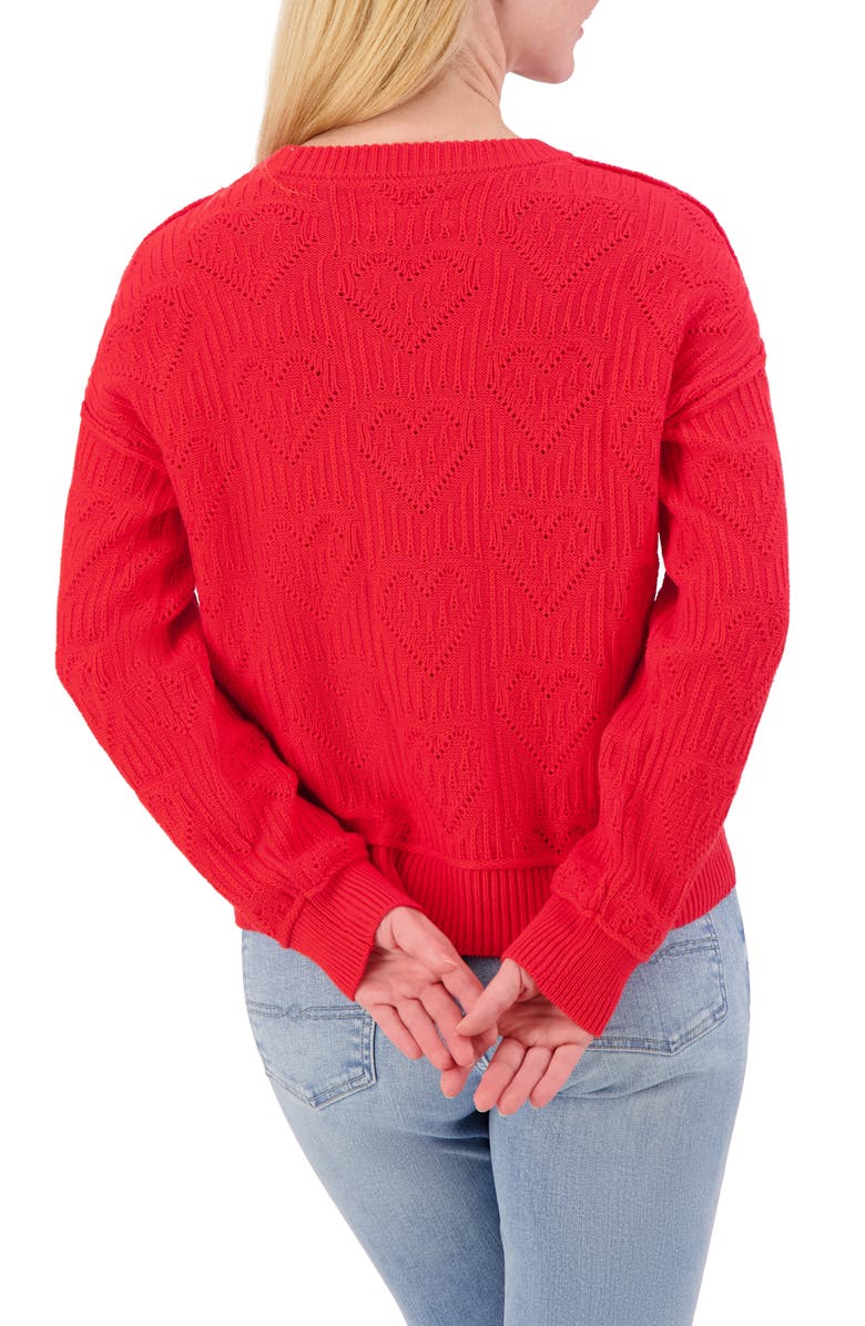 Lucky Brand Heart Stitch Sweater, Alternate, color, Lollipop