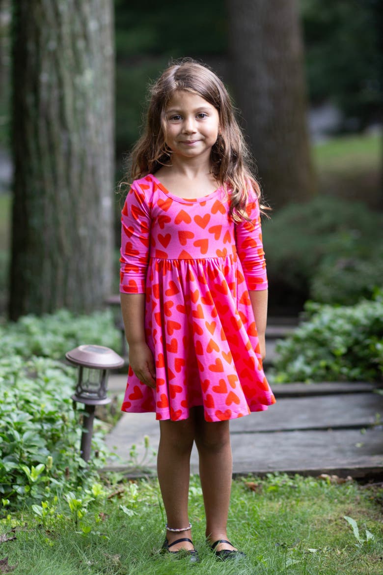 Girls Printed Twirly Dress, Alternate, color, Hearts