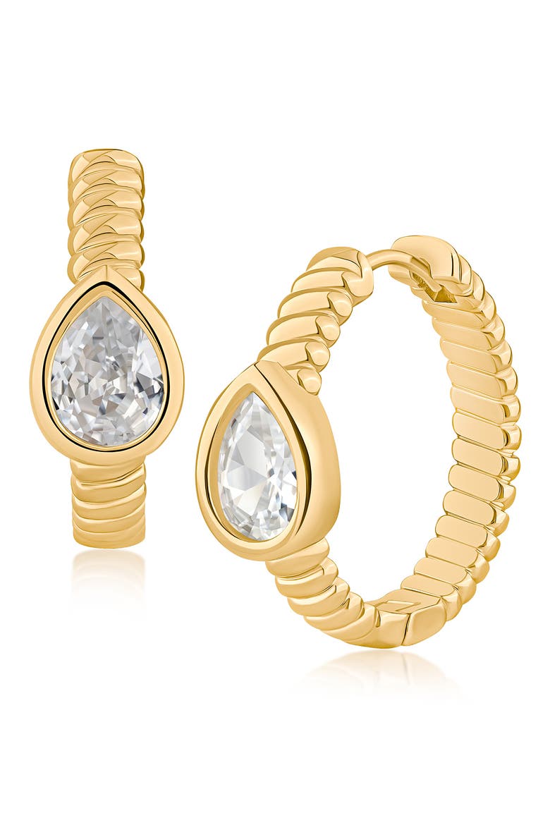 Cubic Zirconia Hoop Earrings, Main, color, GOLD