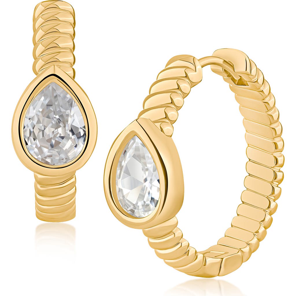 Cz By Kenneth Jay Lane Cubic Zirconia Hoop Earrings In Gold