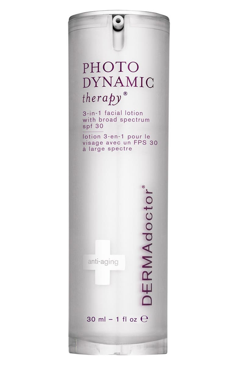 DERMAdoctor<sup>®</sup> PHOTODYNAMIC therapy<sup>®</sup> 3-in-1 Facial Lotion with Broad Spectrum SPF 30, Main, color, 