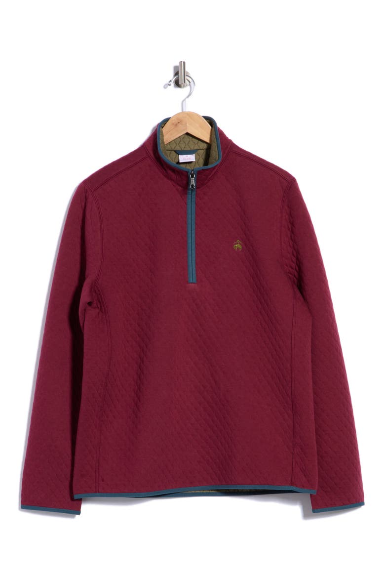 Diamond Quilted Half Zip Pullover, Main, color, BURGUNDY