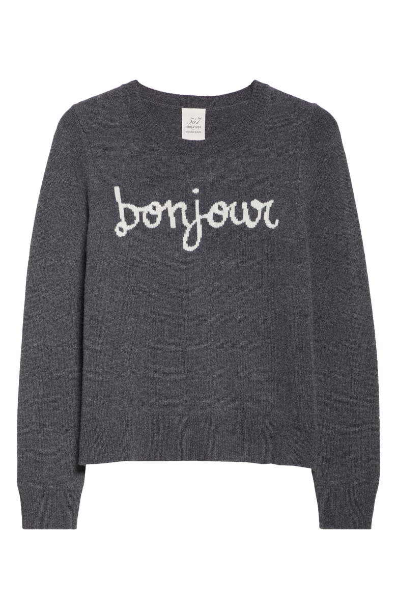Cinq à Sept Bonjour Intarsia Crewneck Wool Blend Sweater, Alternate, color, 