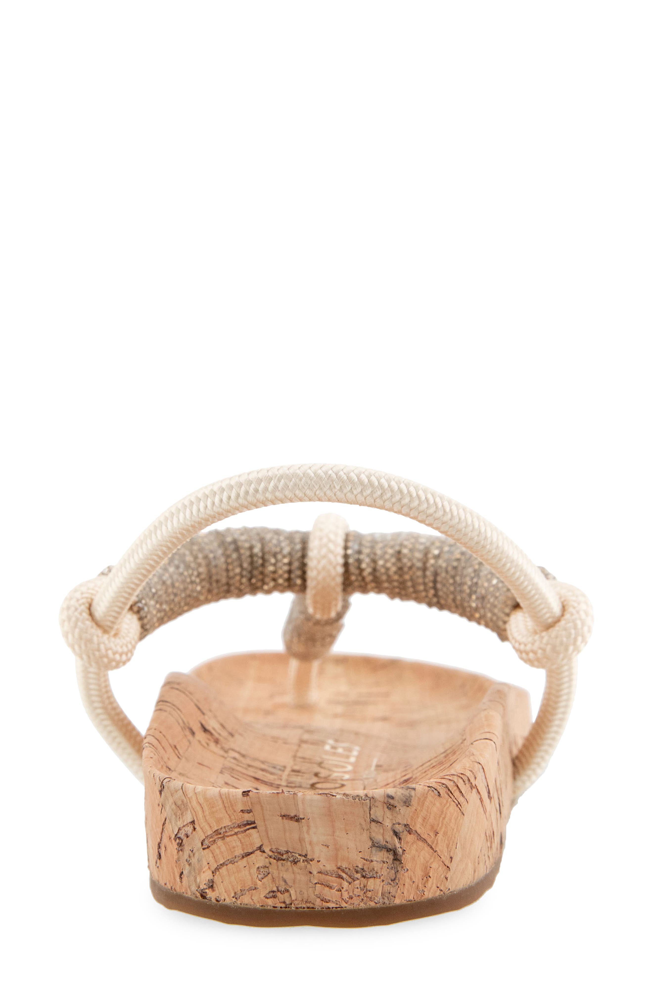 Leve Flatform T-Strap Sandal, Alternate, color, CRYSTAL/ CHAMPAGNE ROPE/ CORK