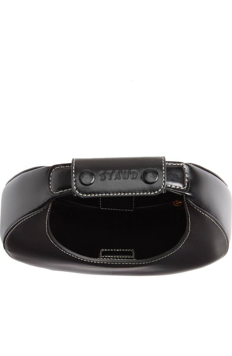 STAUD Mini Moon Leather Bag, Alternate, color, Black