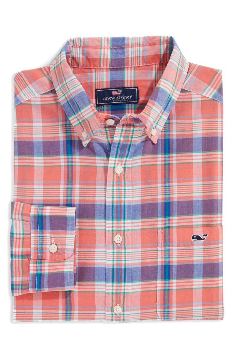 vineyard vines Plaid Madras Button-Down Shirt, Alternate, color, 