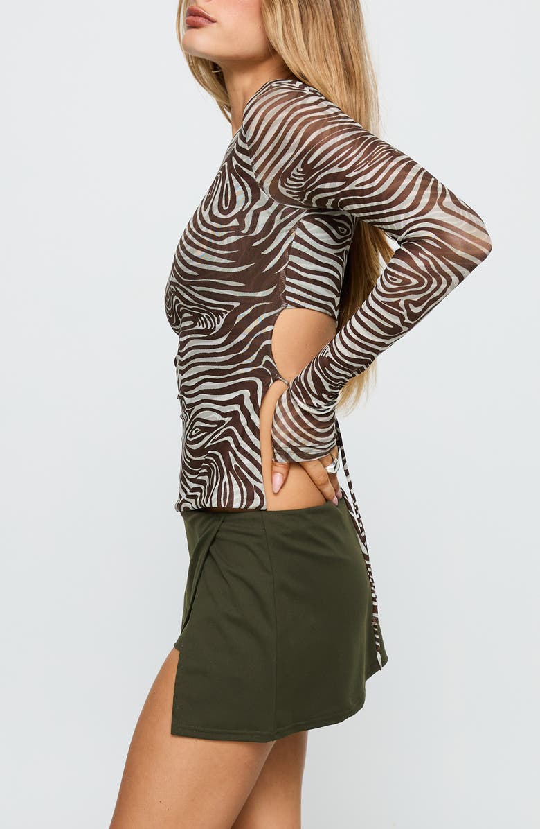 Princess Polly For the Thrill Faux Wrap Skort, Alternate, color, Green