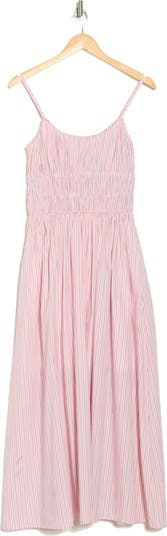 Stripe Shirred Cotton Maxi Sundress