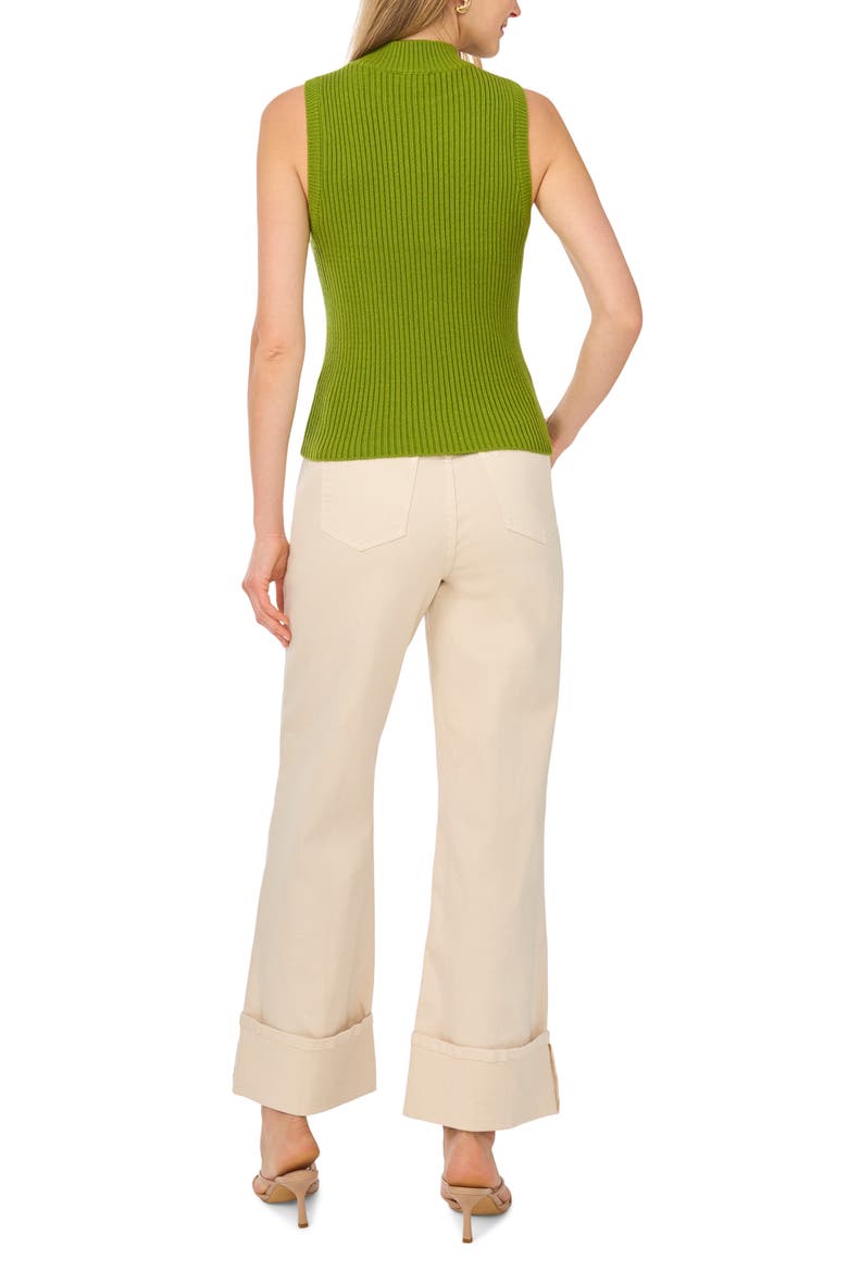 Ribbed Mock Neck Sweater Tank, Alternate, color, KELP FOREST
