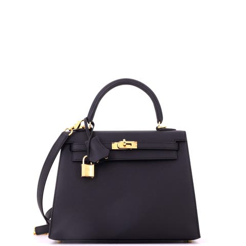 Kelly Handbag Black Epsom with Gold Hardware 25