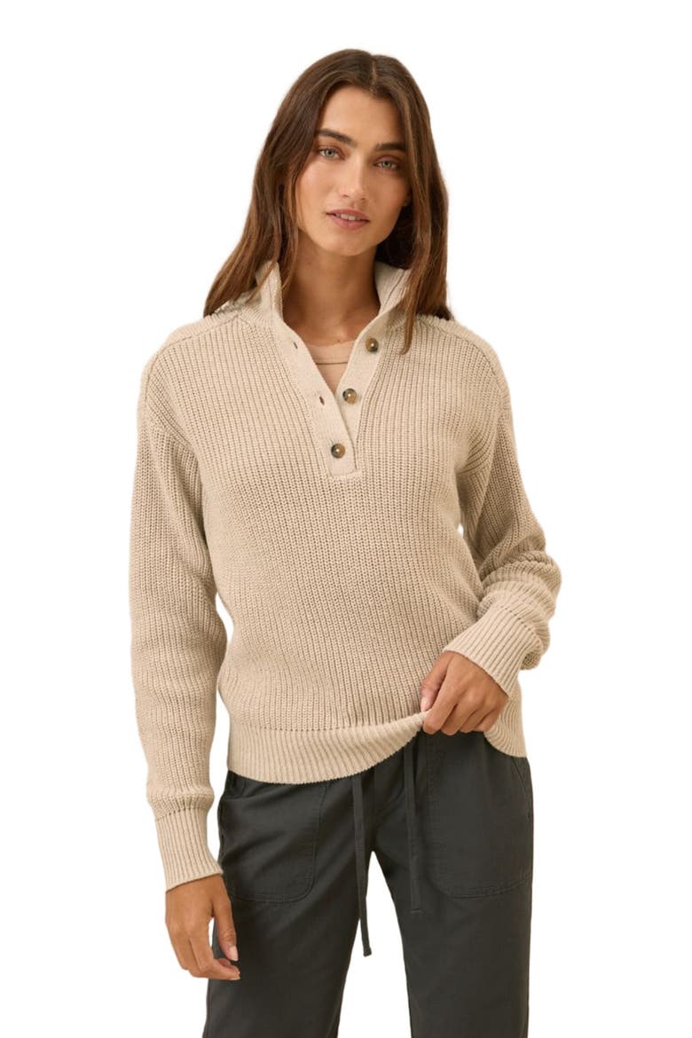 Luxe Knit Henley Sweater, Alternate, color, Flax Heather
