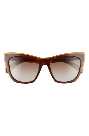 Rag & Bone 53mm Gradient Cat Eye Sunglasses In Brown/orange Havana/brown