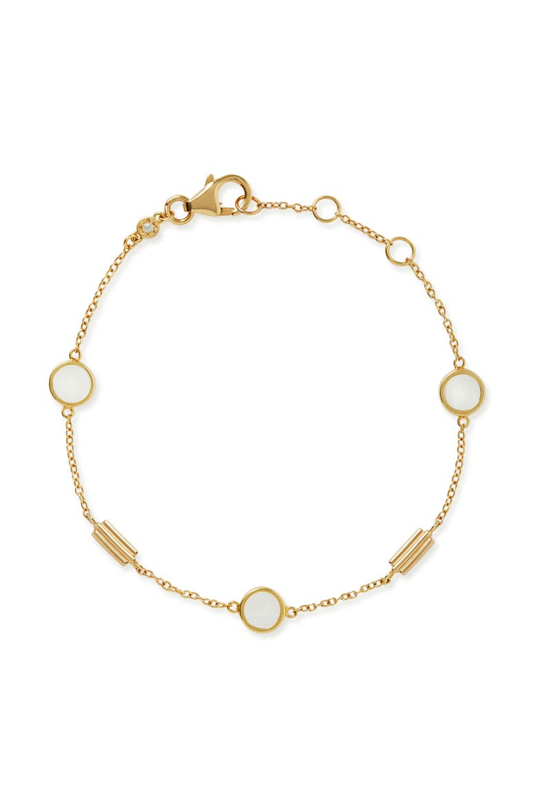 Gold Stilla Mother of Pearl Station Bracelet, Main, color, Mother of Pearl