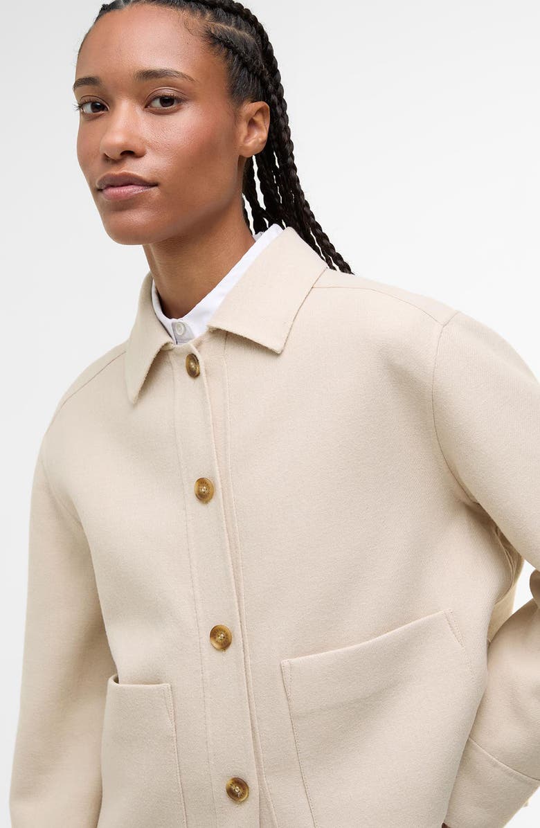 Barbour Ashdon Double Face Wool Blend Overshirt, Alternate, color, Oat