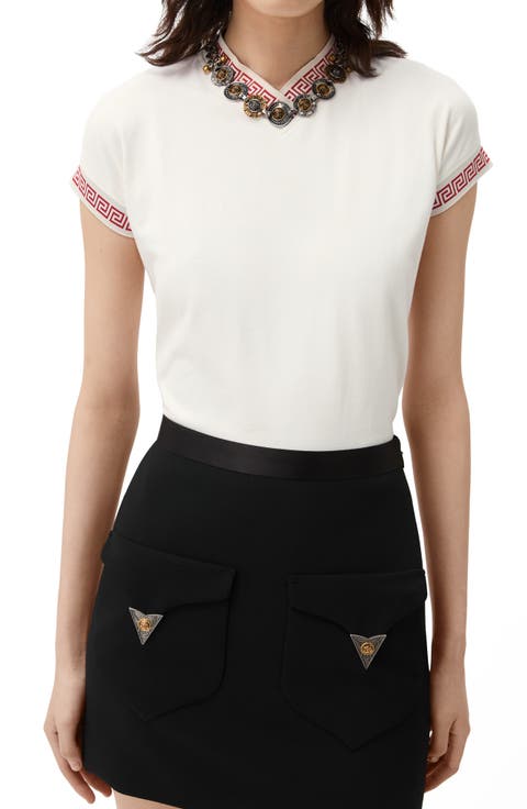 Greca Trim Stretch Cotton Jersey T-Shirt