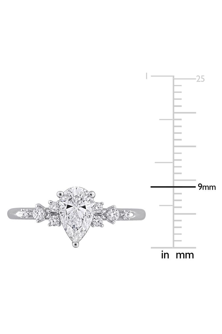 Pear and Round Moissanite Engagement Ring, Alternate, color, WHITE