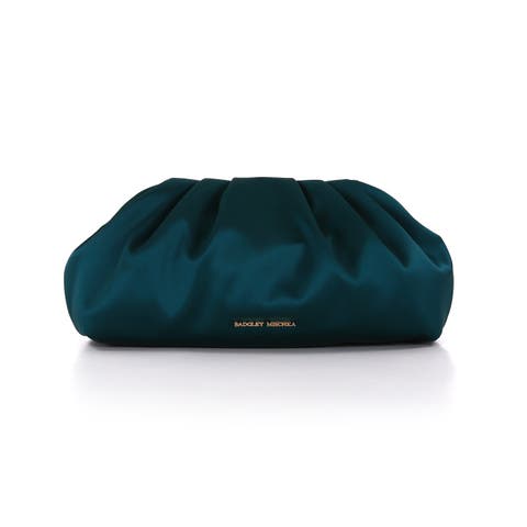 Audrey Silk Satin Zipper Top Pouch Clutch
