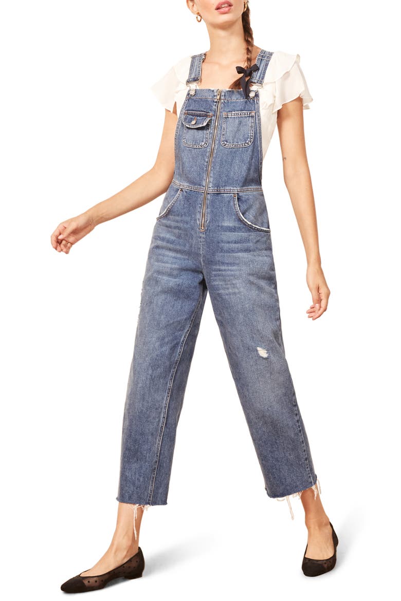 Benji Zip Front Nonstretch Denim Overalls, Main, color, CELTIC