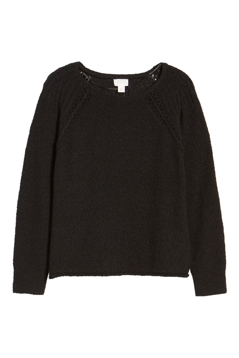 Boat Neck Bouclé Sweater, Alternate, color, BLACK
