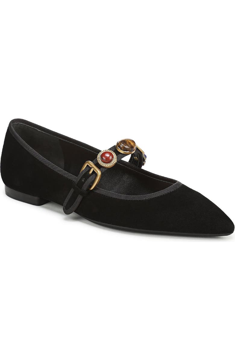 Veronica Beard Selene Charms Pointed Toe Flat, Main, color, Black