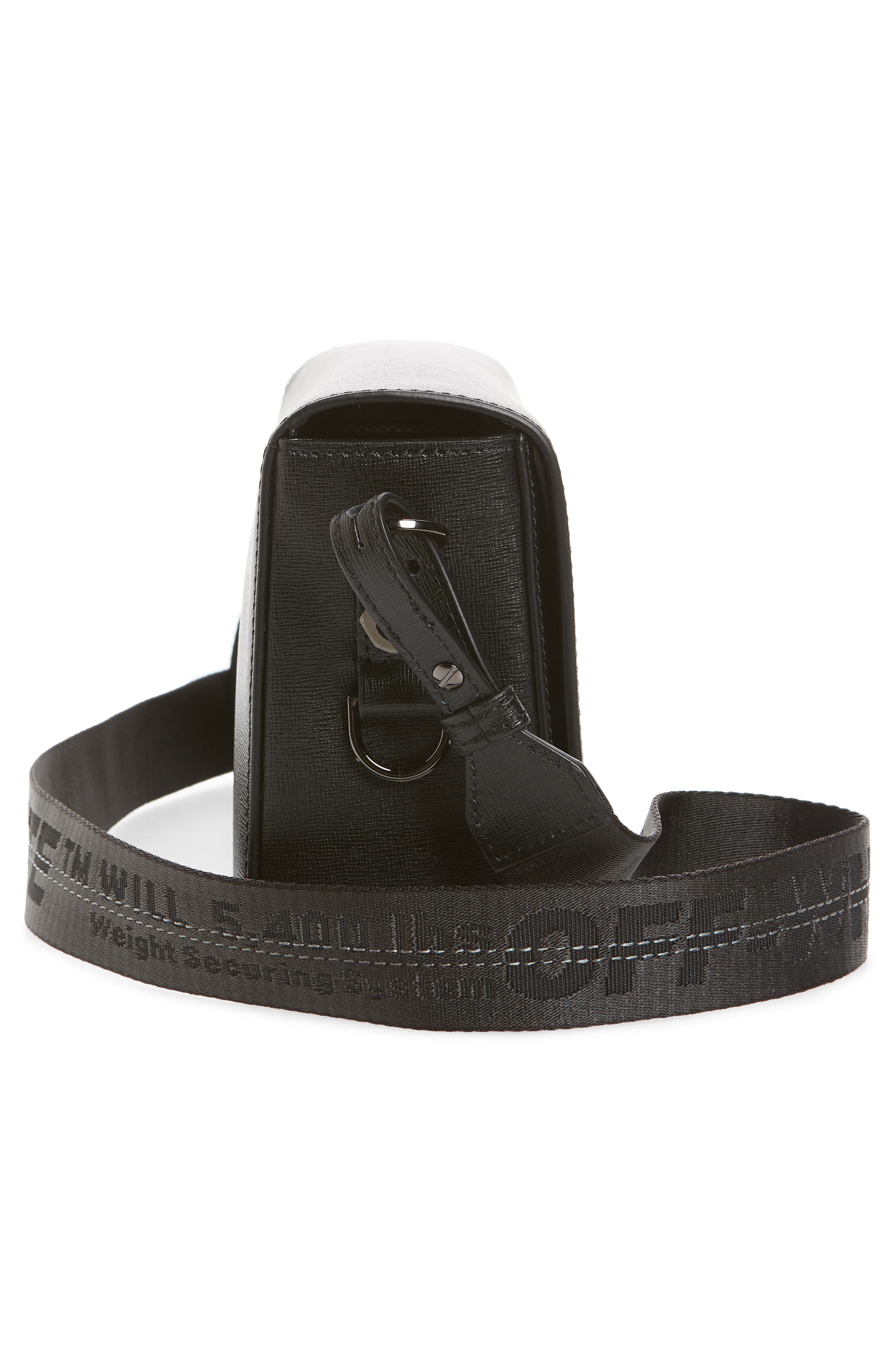 Off-White Diagonal Stripe Mini Flap Bag, Alternate, color, 