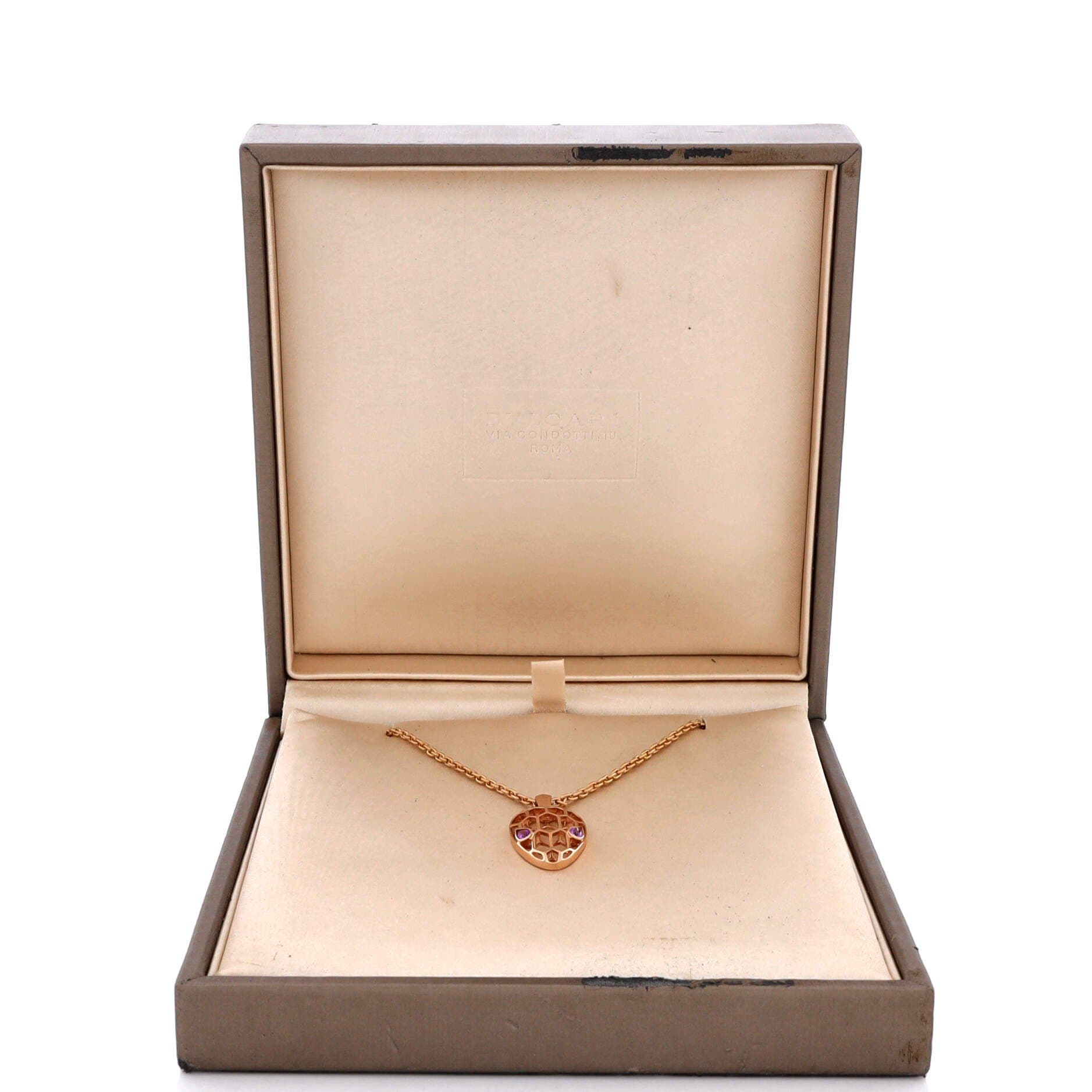 Serpenti Seduttori Pendant Necklace 18K Rose Gold with Amethyst, Alternate, color, Metallic Gold