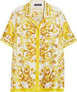 Dolce&Gabbana Majolica Print Silk Button-Up Shirt
