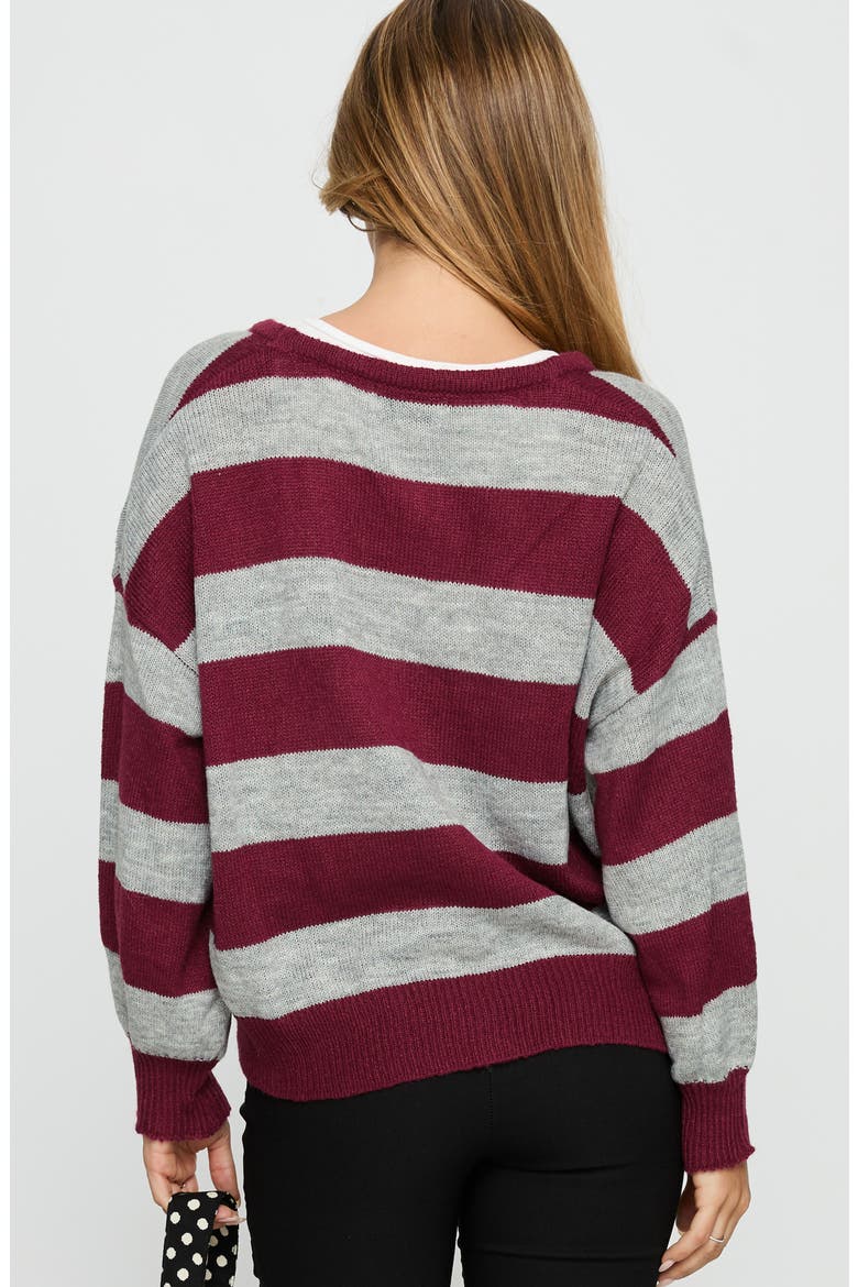 Devvon V-Neck Stripe Cardigan, Alternate, color, MULTI