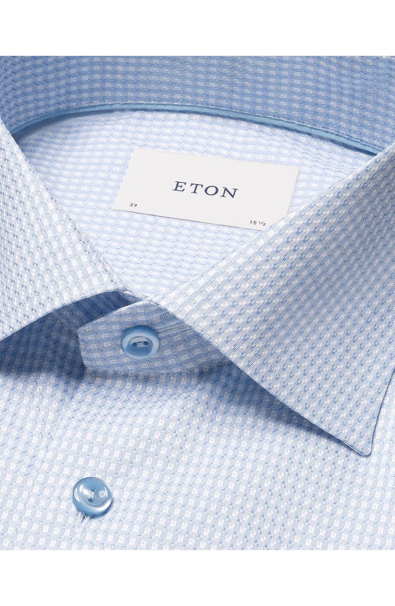 Eton Slim Fit Check Cotton Dress Shirt, Alternate, color, Blue