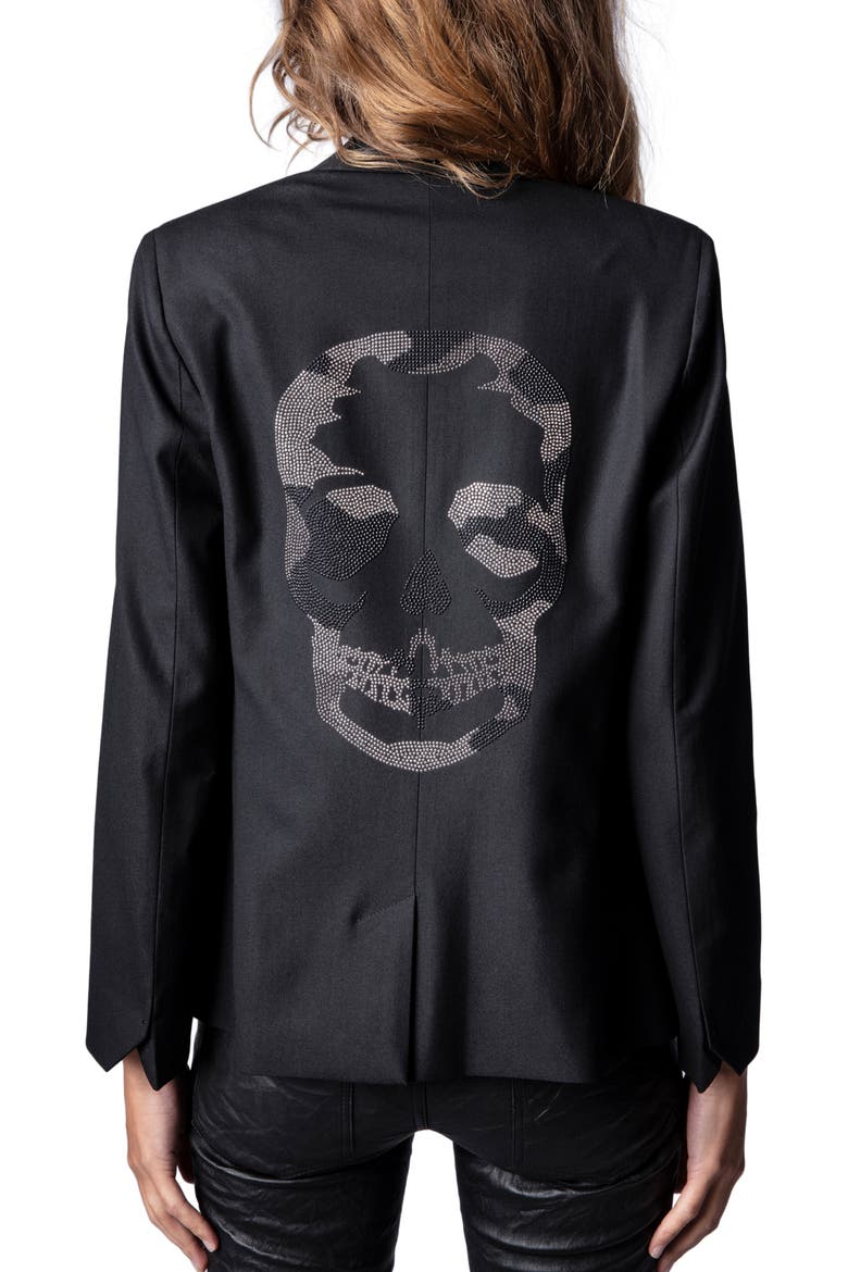 Vedy Camo Skull Blazer, Alternate, color, NOIR