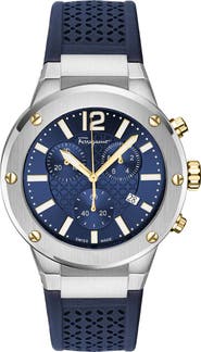 FERRAGAMO F-80 Silicone Strap Chronograph Watch, 42mm