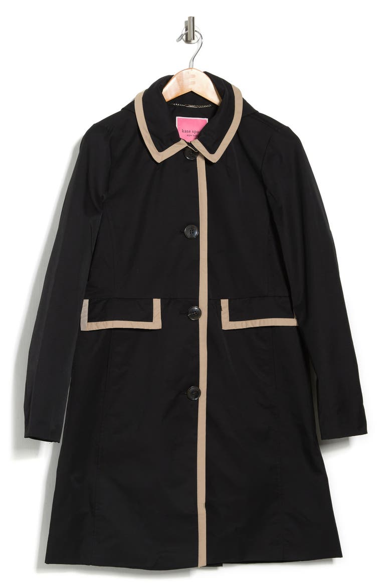 outerwear trench coat, Alternate, color, BLACK
