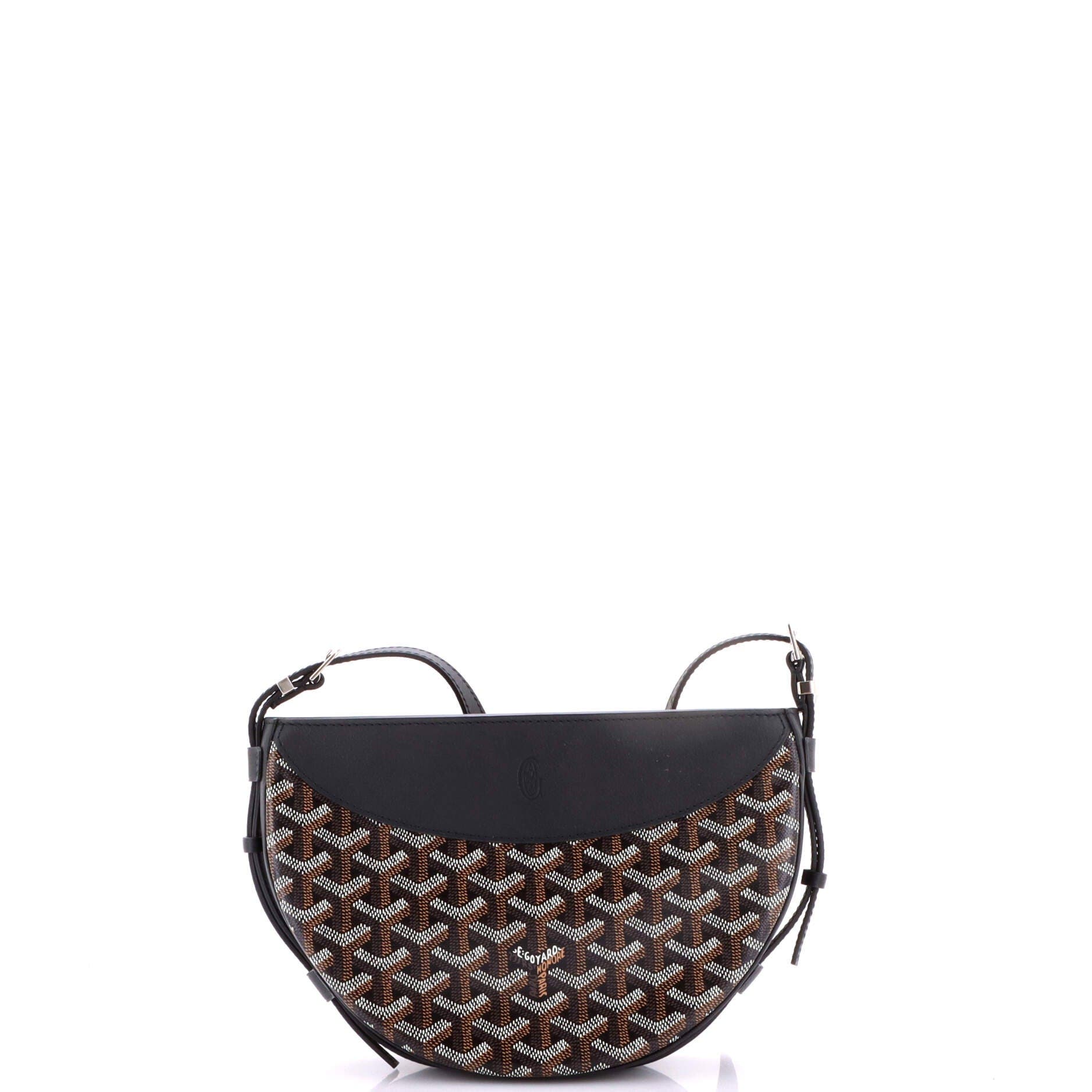 Hirondelle Shoulder Bag Coated Canvas and Leather, Alternate, color, Black