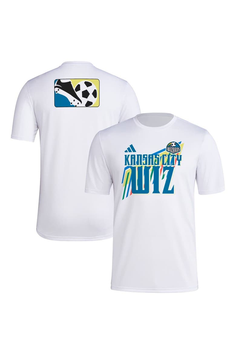 Men's adidas White Sporting Kansas City 2024 Jersey Hook Pre-Match T-Shirt, Alternate, color, White