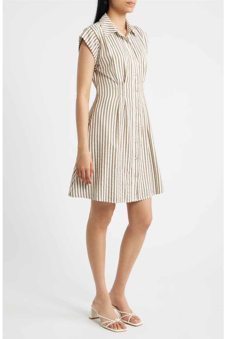 Striped Button Front Shirtdress, Alternate, color, IVORY MULTI