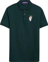 Ralph Lauren Purple Label Embroidered Polo Bear Cotton & Cashmere Piqué Polo