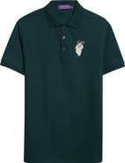 Ralph Lauren Purple Label Embroidered Polo Bear Cotton & Cashmere Piqué Polo