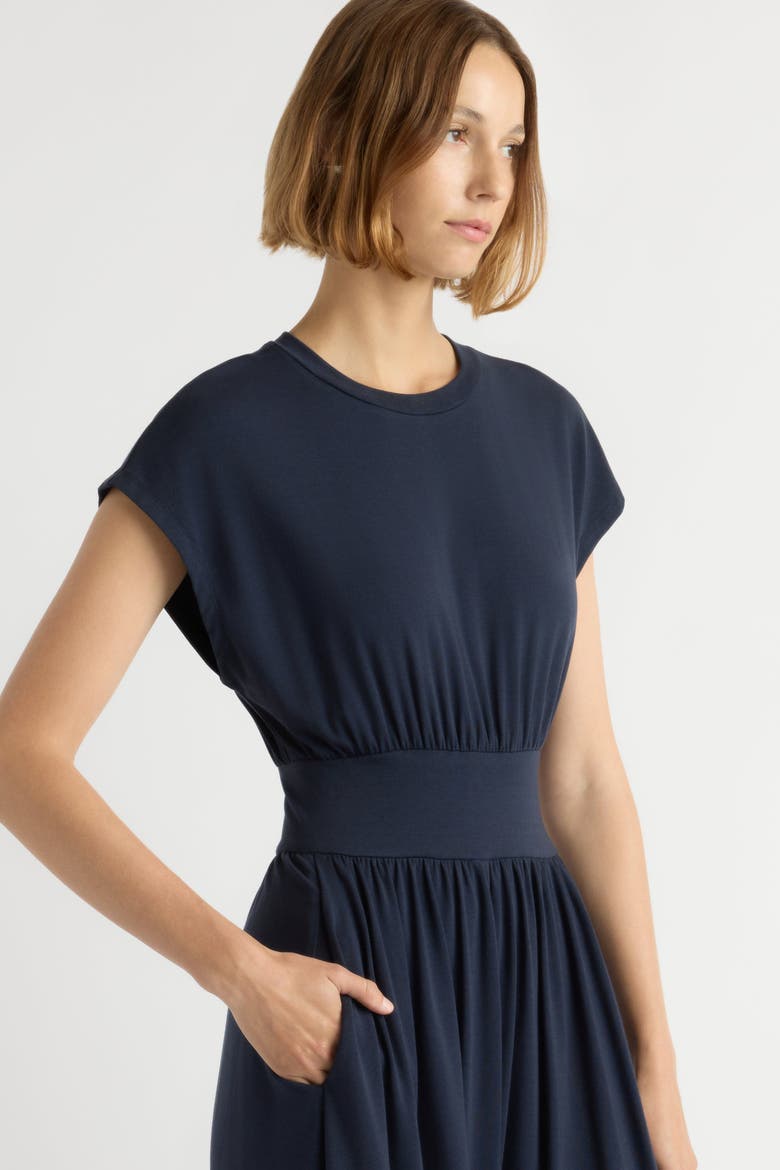 Prima Jersey Midi Dress, Alternate, color, Navy