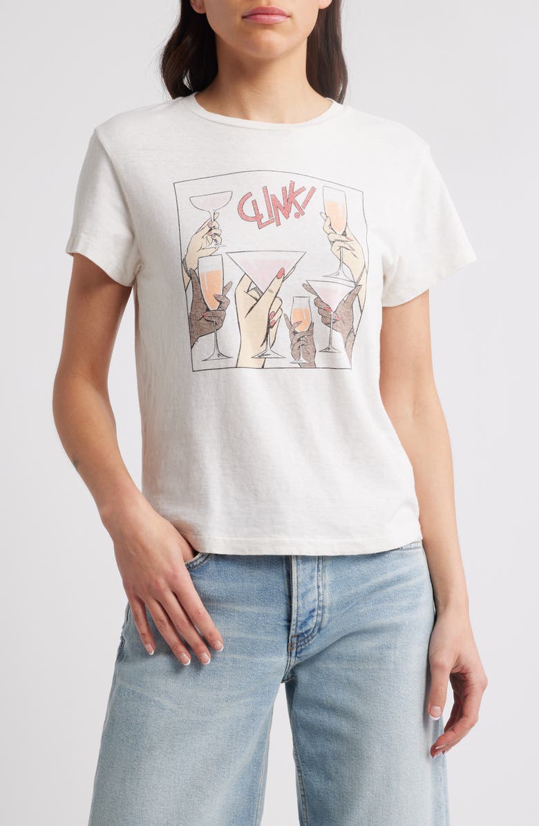 Re/Done Classic Cheer Graphic T-Shirt, Main, color, Vintage White