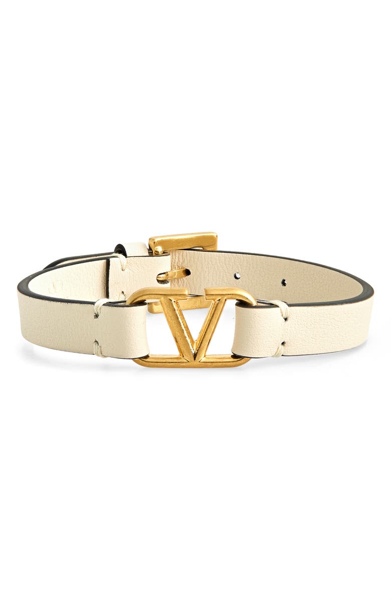 Valentino Garavani Valentino VLOGO Leather Bracelet, Main, color, 
