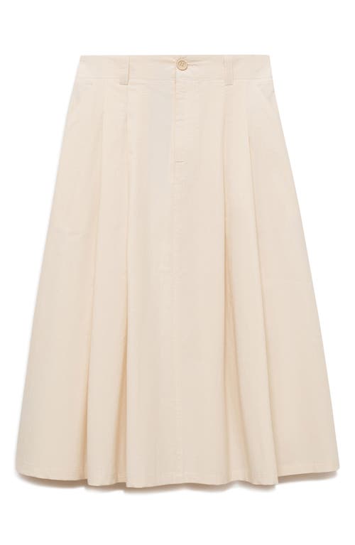 Shop Mango Pleated Midi Skirt In Ecru