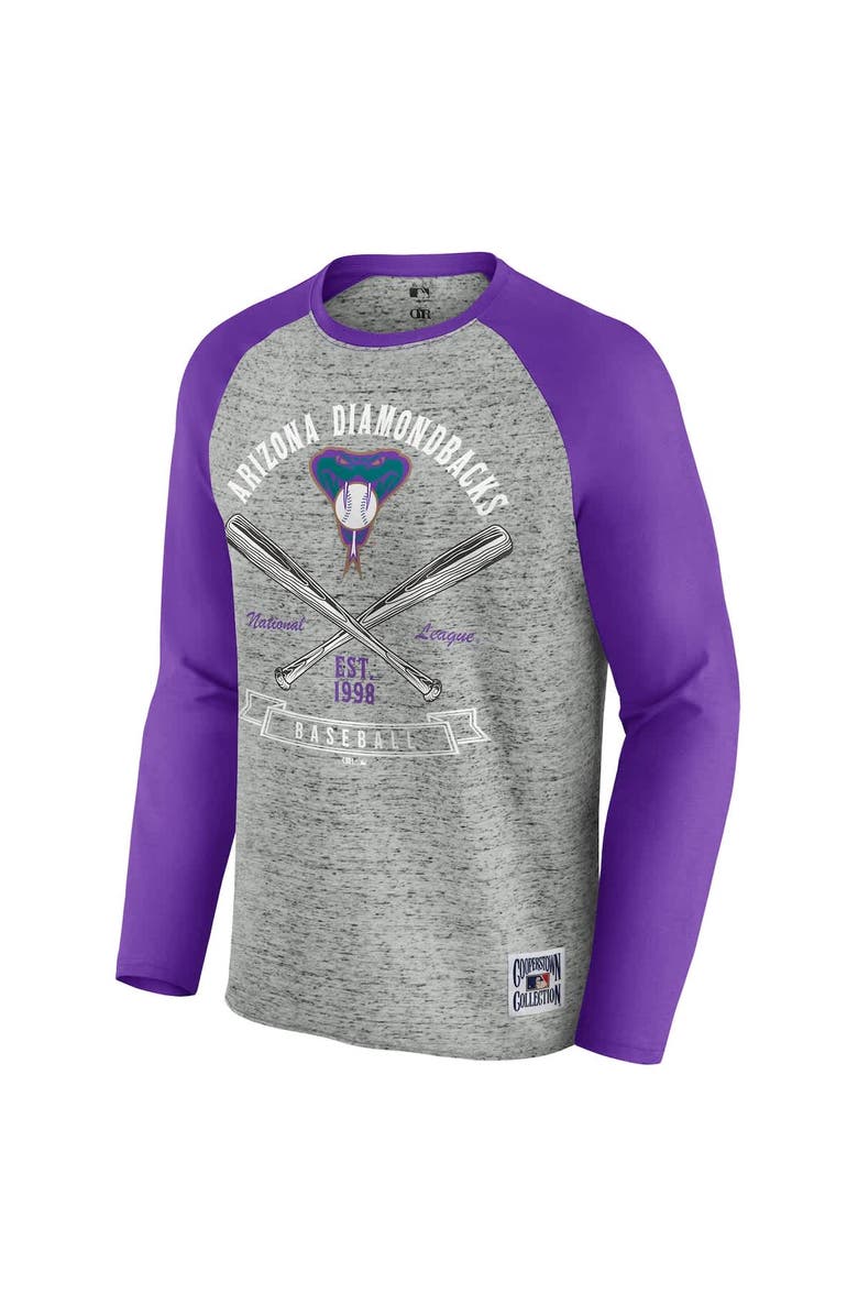 Darius Rucker Collection by Fanatics Men's Darius Rucker Collection by Fanatics Heather Gray Arizona Diamondbacks Raw Edge Raglan Long Sleeve Baseball T-Shirt, Alternate, color, Heather Gray