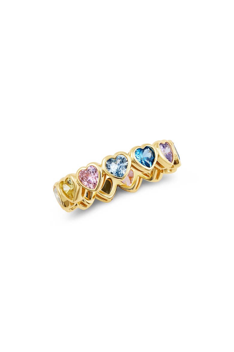 Bezel Set Heart Band Ring, Main, color, YELLOW