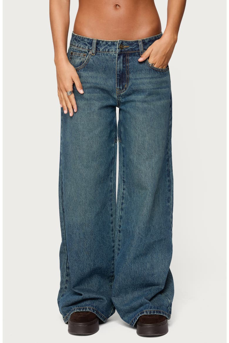 Heartly Low Rise Wide Leg Jeans, Main, color, BLUE-WASHED
