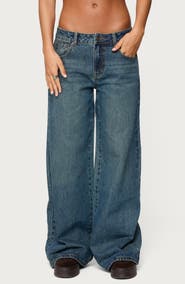 EDIKTED Heartly Low Rise Wide Leg Jeans