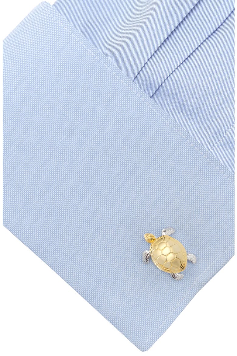 Turtle Movement 3D Cuff Links, Alternate, color, GOLD