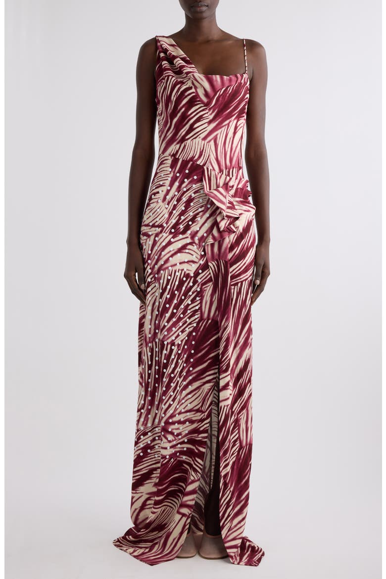 Deyon Mixed Print Maxi Dress, Main, color, BURGUNDY