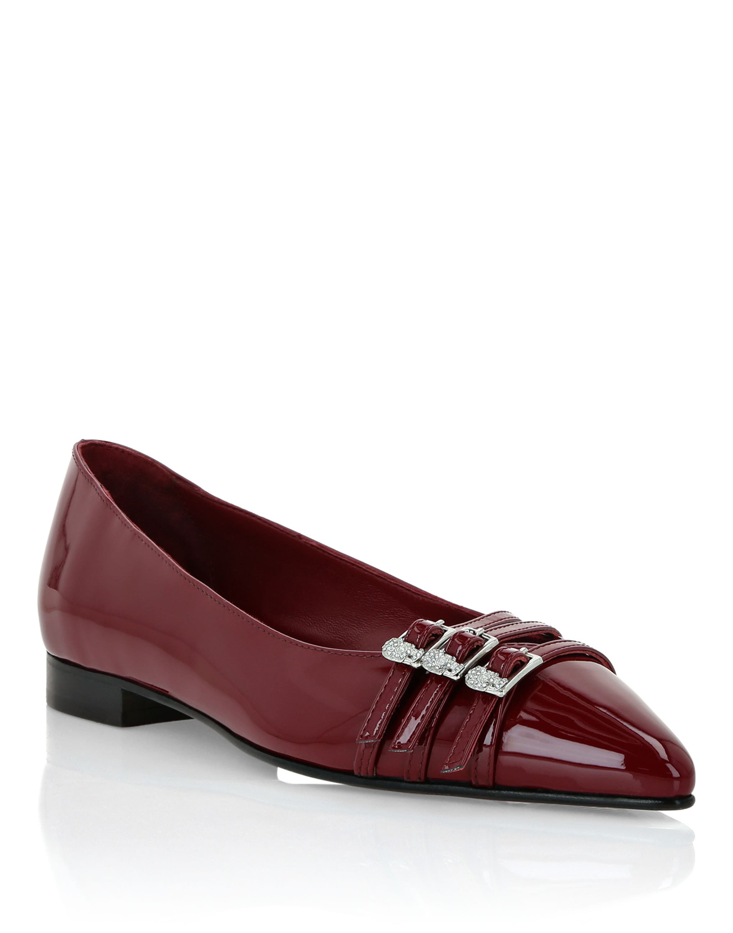 Multi-Strap Ballerina Flats Skull Women, Main, color, Bordeaux