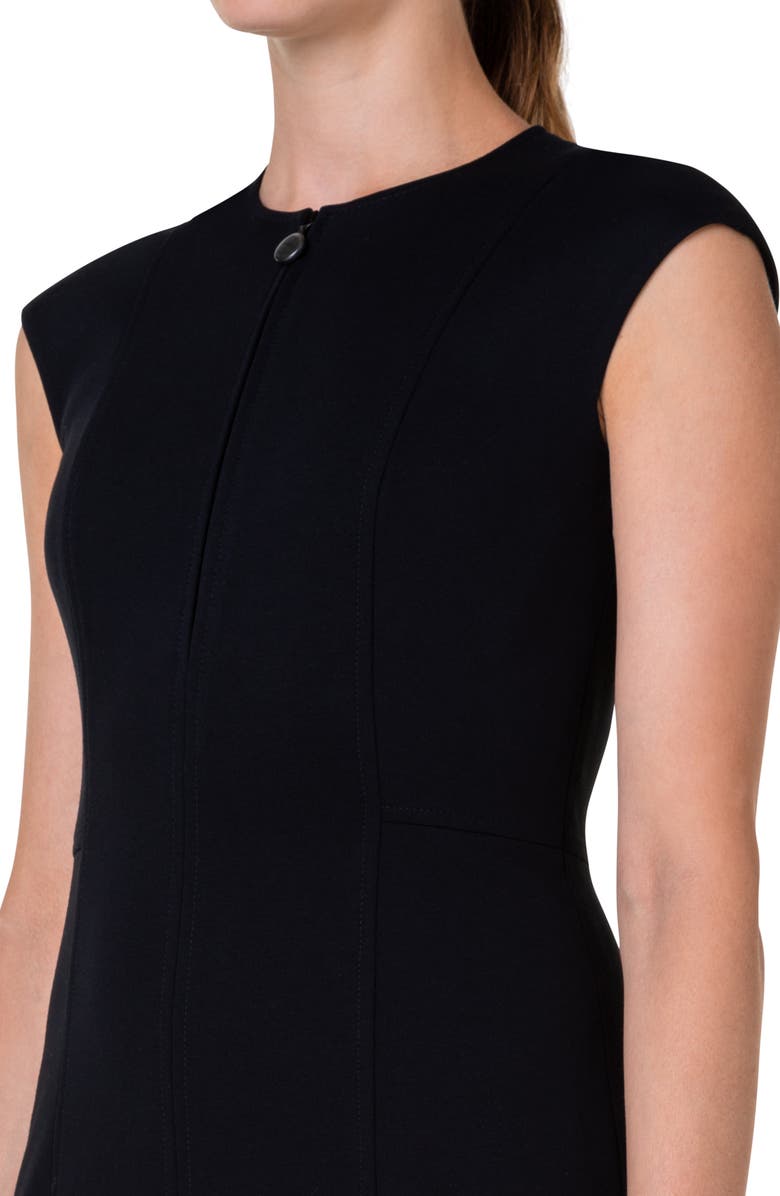 Akris punto Cap Sleeve Sheath Dress, Alternate, color, Black