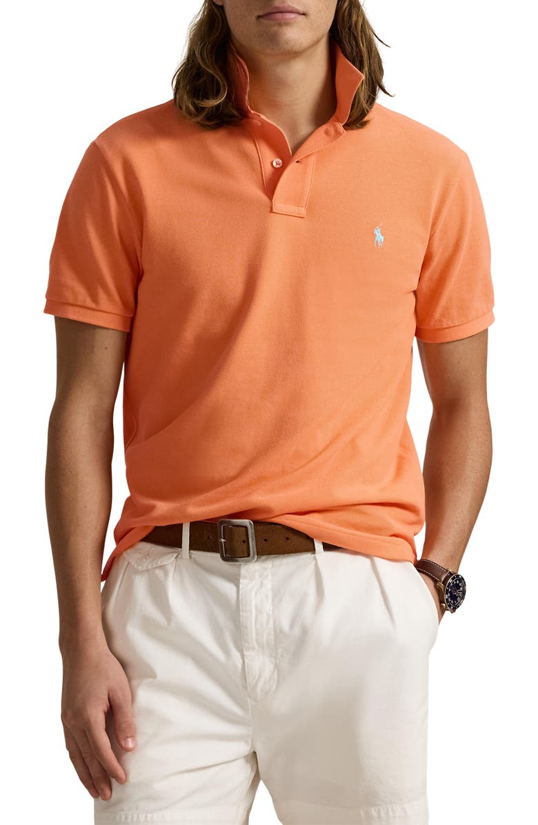 Polo Ralph Lauren The Iconic Solid Orange Cotton Piqué Polo, Main, color, 